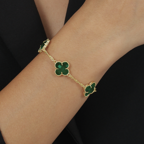 Pulseira Folhada a Ouro Trevos Verde