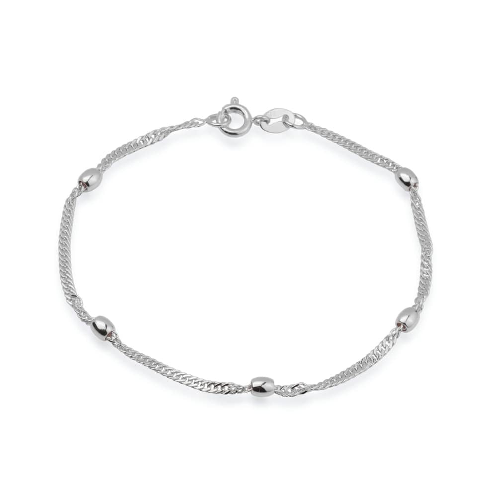 Pulseira Folhada a Ouro Branco de Bolinhas